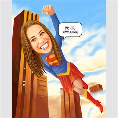 Supergirl Caricature,Superwoman Caricature,by myDaVinci - myDaVinci